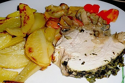 Kr&auml;uter - Putenbraten mit Rahmpilzen 11