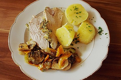 Kr&auml;uter - Putenbraten mit Rahmpilzen 19