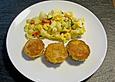 Panierte Zucchini mit saftigem Kartoffelsalat