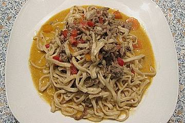 Curryrahmnudeln mit Asia - Touch
