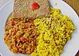 Tofu- oder K&auml;seschnitzel mit Reis
