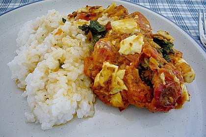 Seelachs - Filet mit Tomatensauce und Spinat 1