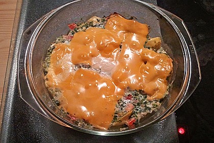 Tortellini gratiniert mit Lachs und Spinat 9