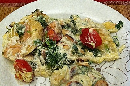 Tortellini gratiniert mit Lachs und Spinat 6