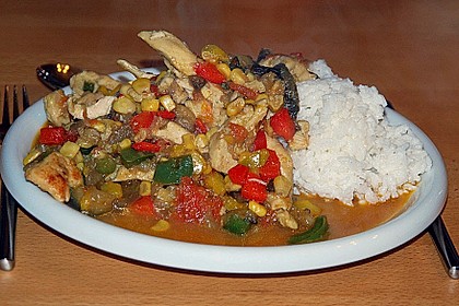 Curry - Reispfanne mit H&uuml;hnchen und Gem&uuml;se