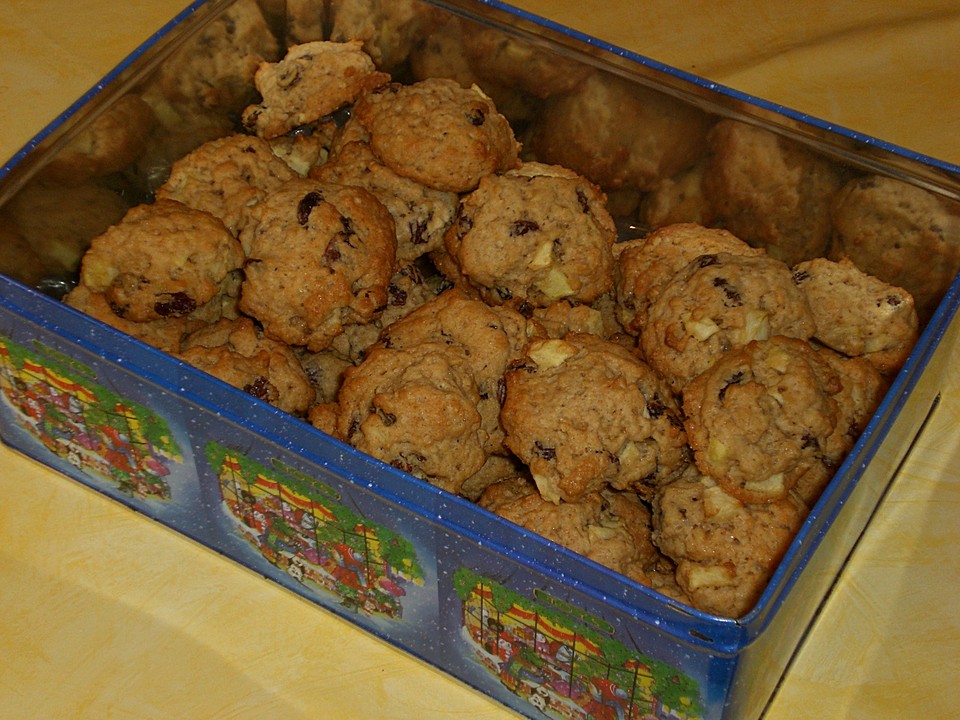 Apfel Rosinen Cookies