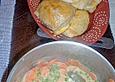 Putenschnitzel in Bl&auml;tterteig mit Karotten - Erbsen - Gem&uuml;se