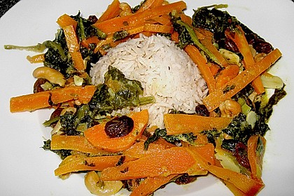 M&ouml;hren - Spinat - Curry mit W&uuml;rzreis 3