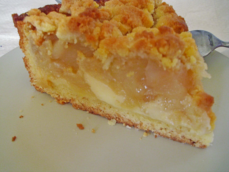 Leichter Apfelkuchen mit Vanillepudding und Streuseln (Rezept mit Bild ...
