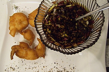 Garnelen im Tempurateig mit buntem Pfeffer und Chilidip