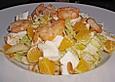 Rucola - Salat mit Orangenfilets, B&uuml;ffelmozzarella und Scampi