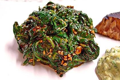 Spinatsalat mit Sesamdressing 3