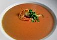 Tomaten - Kokos - Suppe mit Garnelen