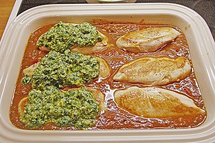 H&auml;hnchenbrustfilets mit Spinathaube 2