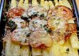 Spargel - Schinken - R&ouml;llchen mit Tomaten und K&auml;se