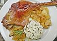 G&auml;nsekeule mit Ananassauce
