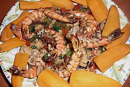 Garnelen - H&auml;hnchen - Chili - Pfanne