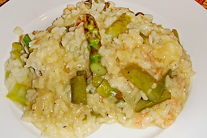 Risotto vom gr&uuml;nen Spargel mit Krabben