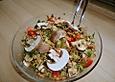 Roter Linsensalat mit Champignons