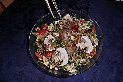 Roter Linsensalat mit Champignons 1