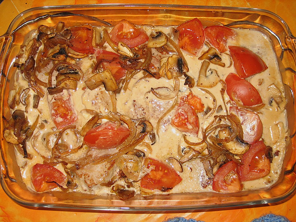 Schweinefilet mit Tomaten und Champignons in Frischkäsesoße (Rezept mit ...