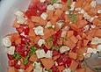 Tomaten - Melonen - Salat mit Ziegenk&auml;se