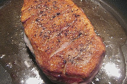 Entenbrust in Birnen - Senf - Sauce mit Flusskrebsen und Dinkel 2
