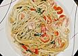 Nudeln mit marinierten Cherrytomaten und Frischk&auml;se