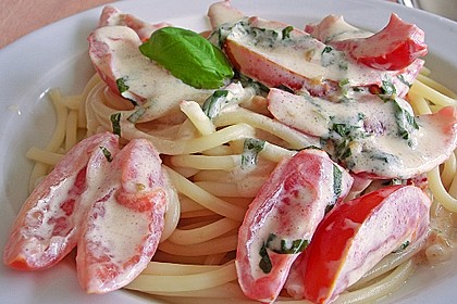 Nudeln mit marinierten Cherrytomaten und Frischkäse 18