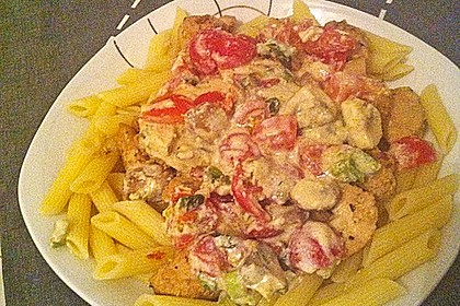 Nudeln mit marinierten Cherrytomaten und Frischkäse 57