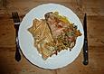 Putenbrust in edler Pilz - Wein - So&szlig;e an gr&uuml;ner Pasta