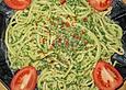 Spaghetti in Frischk&auml;se - Spinat - So&szlig;e