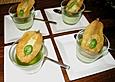 Gurken - Basilikum - Mousse mit Sardinenchips