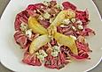 Radicchio mit gebratenen Birnen und Saint Agur (oder Gorgonzola)