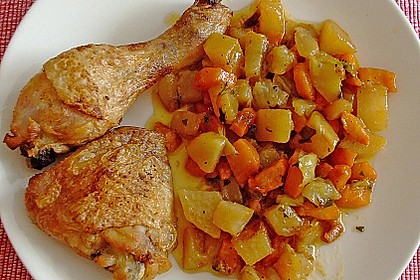 H&auml;hnchenschenkel mit Wurzelgem&uuml;se
