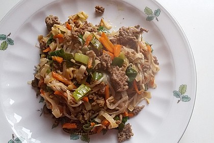 Chinesische Nudelpfanne mit Hackfleisch 14