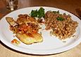 Ebbelwoi Hinkelsche mit Gr&uuml;nkern - Pfifferling - Risotto