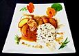 Marinierte Schweinelende mit Pfirsichen