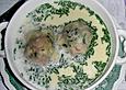 Blauschimmelk&auml;sesuppe mit Speckkn&ouml;derl