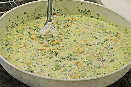 Spinat - Zitronen - Sahne - Sauce mit R&auml;ucherlachs 1