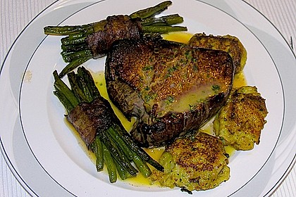 Chateaubriand mit Speckbohnen, Macaire - Kartoffeln und Sauce Béarnaise 20