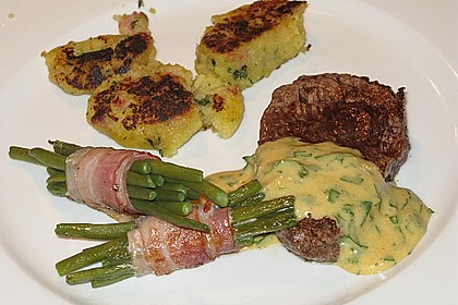 Chateaubriand mit Speckbohnen, Macaire - Kartoffeln und Sauce Béarnaise 10