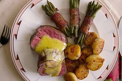 Chateaubriand mit Speckbohnen, Macaire - Kartoffeln und Sauce Béarnaise 5
