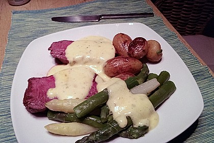 Chateaubriand mit Speckbohnen, Macaire - Kartoffeln und Sauce Béarnaise 15
