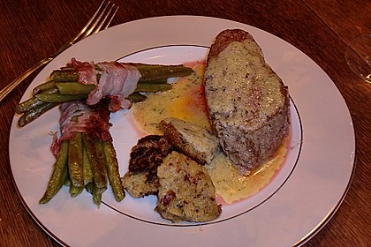 Chateaubriand mit Speckbohnen, Macaire - Kartoffeln und Sauce Béarnaise 16