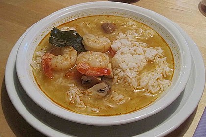 Thail&auml;ndische Reissuppe mit Garnelen 1