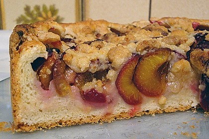 Zwetschgenkuchen mit Nuss - Streuseln und Hefeteig 9