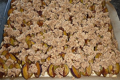 Zwetschgenkuchen mit Nuss - Streuseln und Hefeteig 11