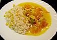 Karotten - Gefl&uuml;gel - Gulasch mit Mais - Reis