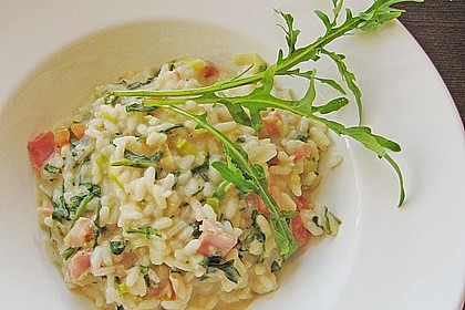 Rucola - Risotto mit Schinken